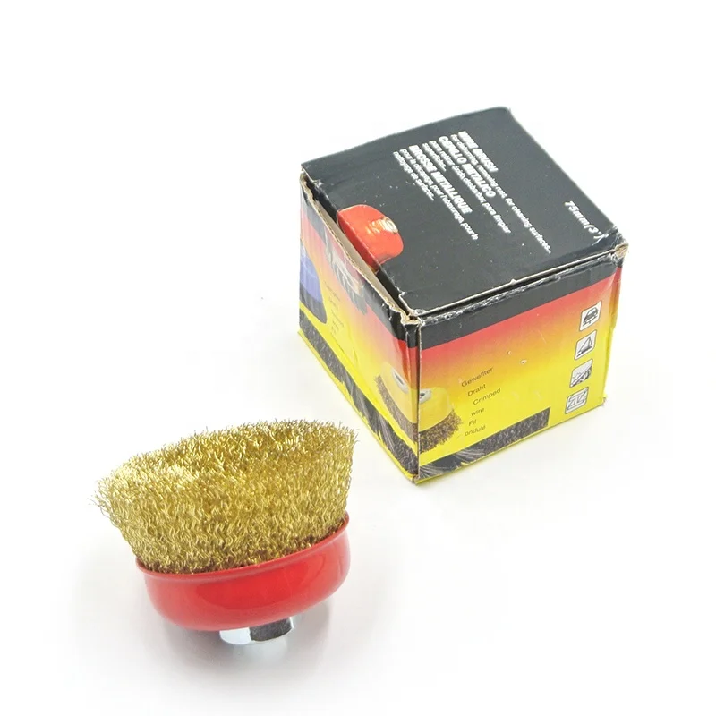 Angle Grinder Steel Wire Crimped Cup Brush Polishing Cleaning Painting Industrial Grade 75mm Copper Coated Steel Wire 25mm 12500
