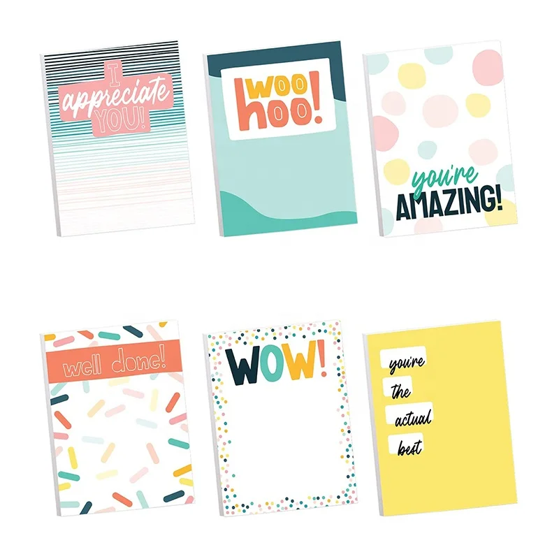 Manufacture Custom Sticky Note Assortment Repositionable Sticky Note Set Set of 6 Colorful Encouragement Pads