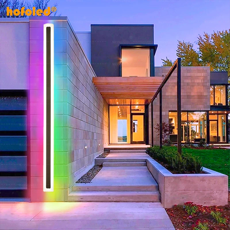 RGB Ip65 Outdoor Waterproof Long Linear Led Wall Light Smart Wall Sconce Lights For Home Bar Atmosphere Wall Lamps