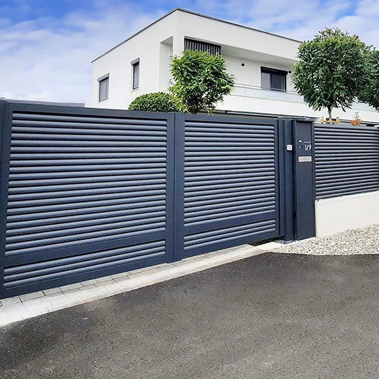 GRANDSEA CUSTOMIZE aluminium louver main gates house villa external front entry automated sliding aluminum fence gate designs