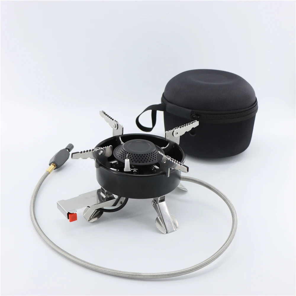 CE Certified High Quality Portable Collapsible Steel Gas Stove Outdoor Camping Split Structure Design Manual Use Butane Propane