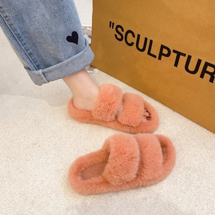 New Arrivals Fashion Trend Home Slippers Mink Fur Wear Non-Slip Women Furry Faux Slippers