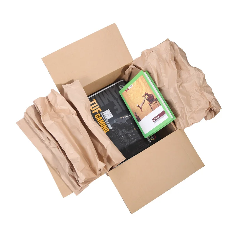 GRS Eco Friendly Void Fill Kraft Paper Brown Wrapping Paper Roll for Packing & Moving Fan Fold Cushioning 100% Recycle Paper