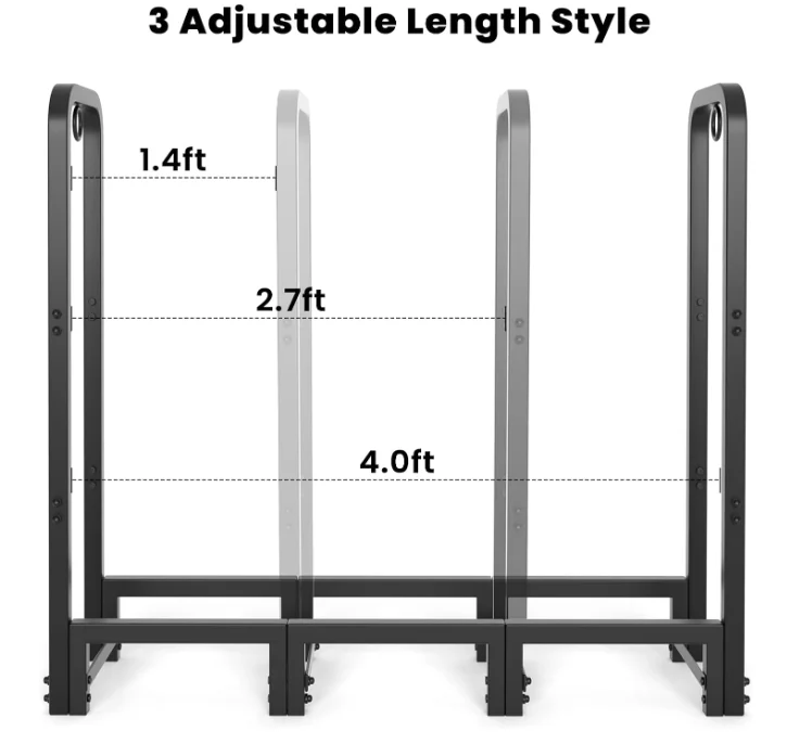 4FT High-capacity Steel Indoor & Outdoor Fire Pit Wood Storage Accessory Firewood Log Rack & Tool Set