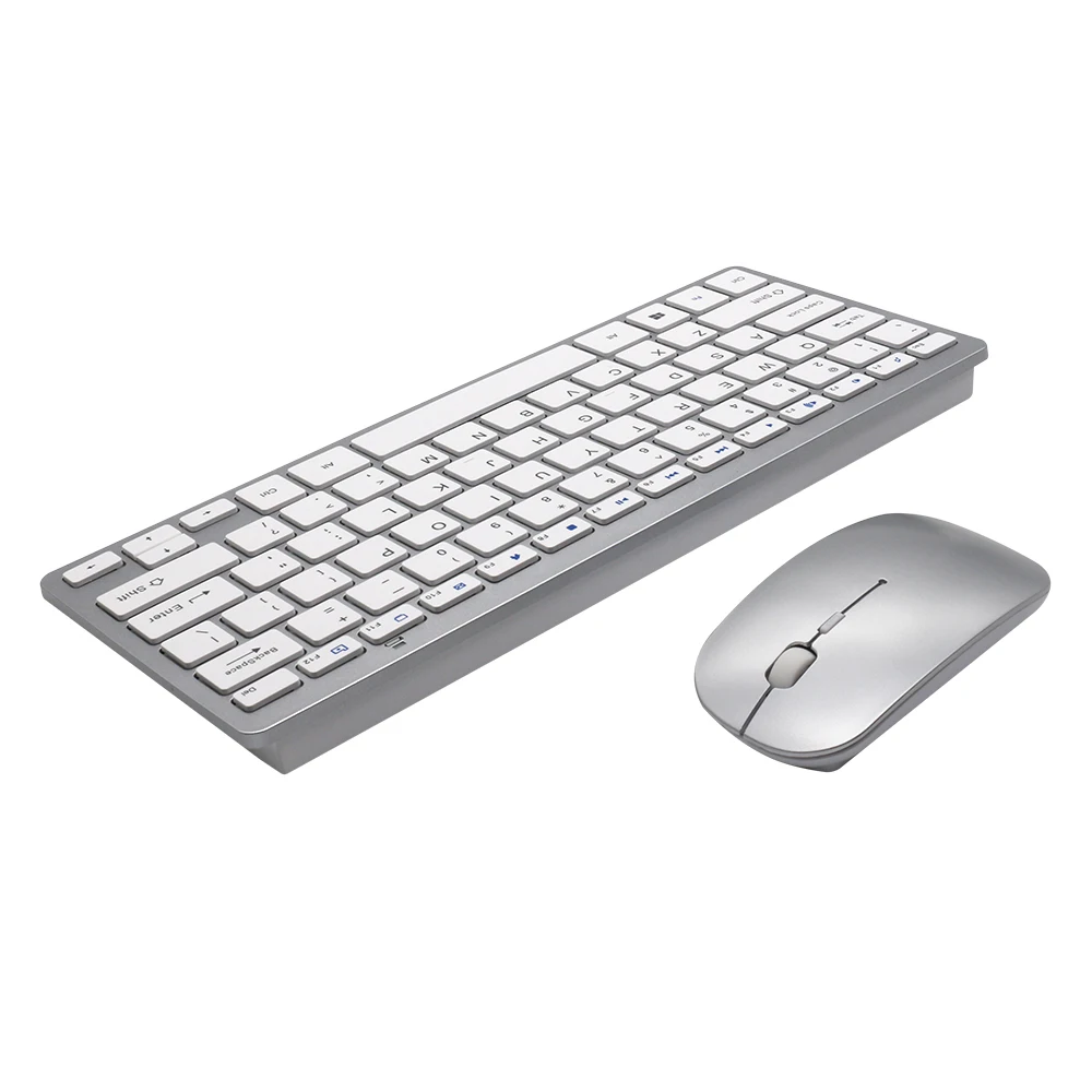 Hot selling slim 2.4g  Bimodal portable abs wireless bluetooth keyboard and mouse For Mac PC iPhone iPad IOS Android Windows