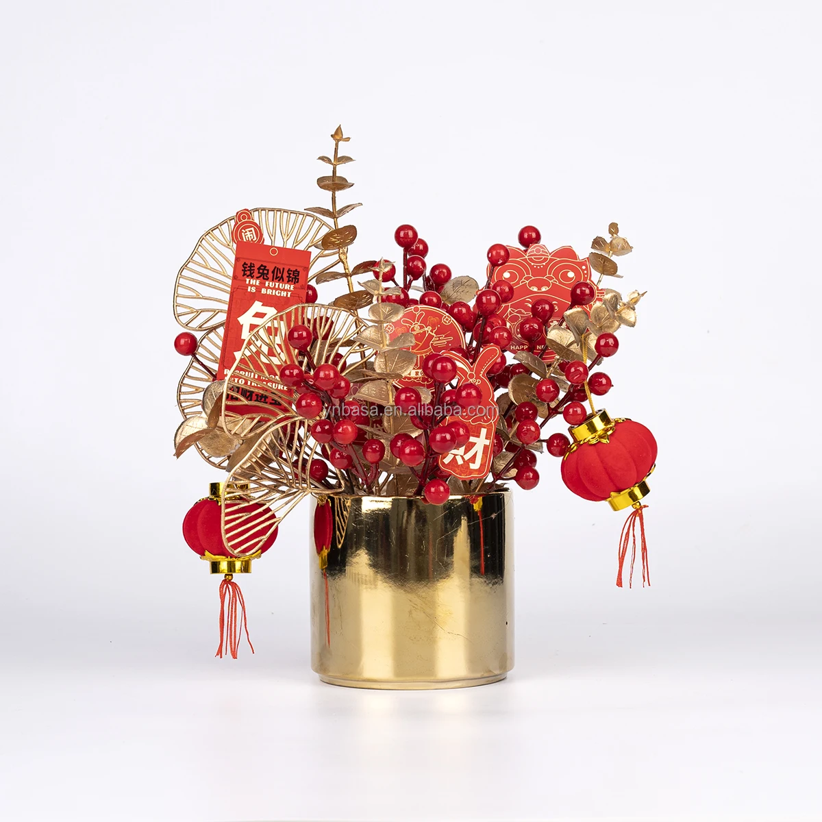 artificial holly berries and artificial eucalyptus flower decorations for vietnamese lunar new year decor 2023