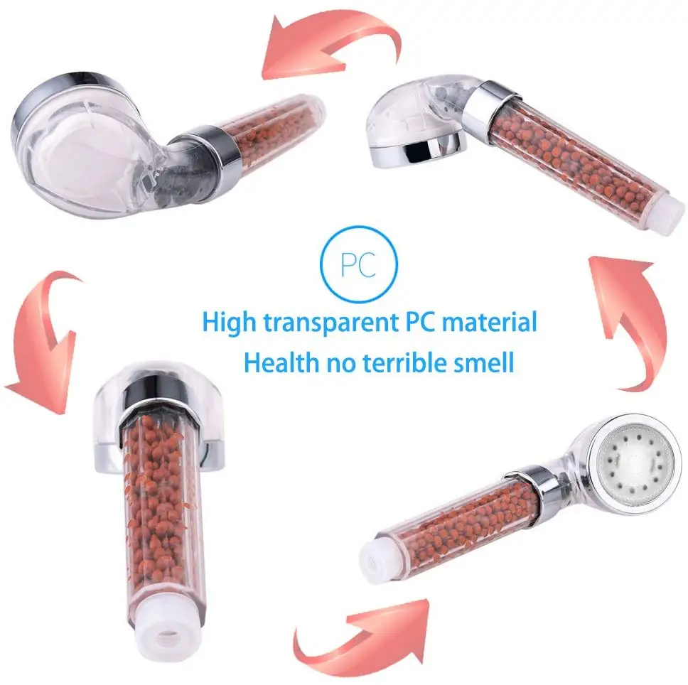 High Pressure Water Saving Negative Ion Filter led massage shower head