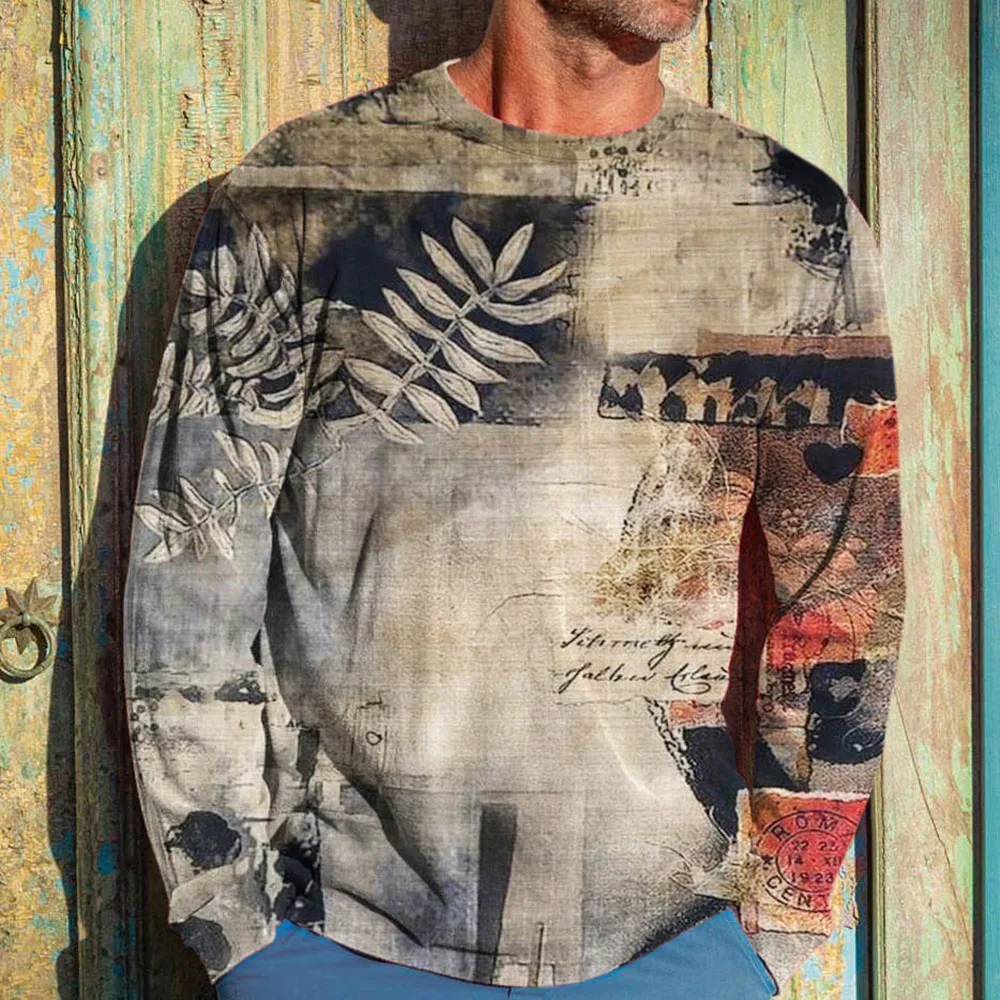 Custom Men Graphic T-shirts Vendors Vintage Cotton Long Sleeve Mens Cloting Tie Dye Shirt Print Men T Shirt