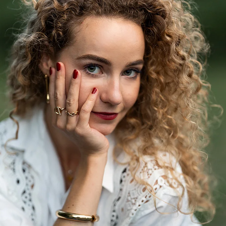 Women Initial Adjustable Gold Stainless Steel Chain Link Finger Open Ring for girls