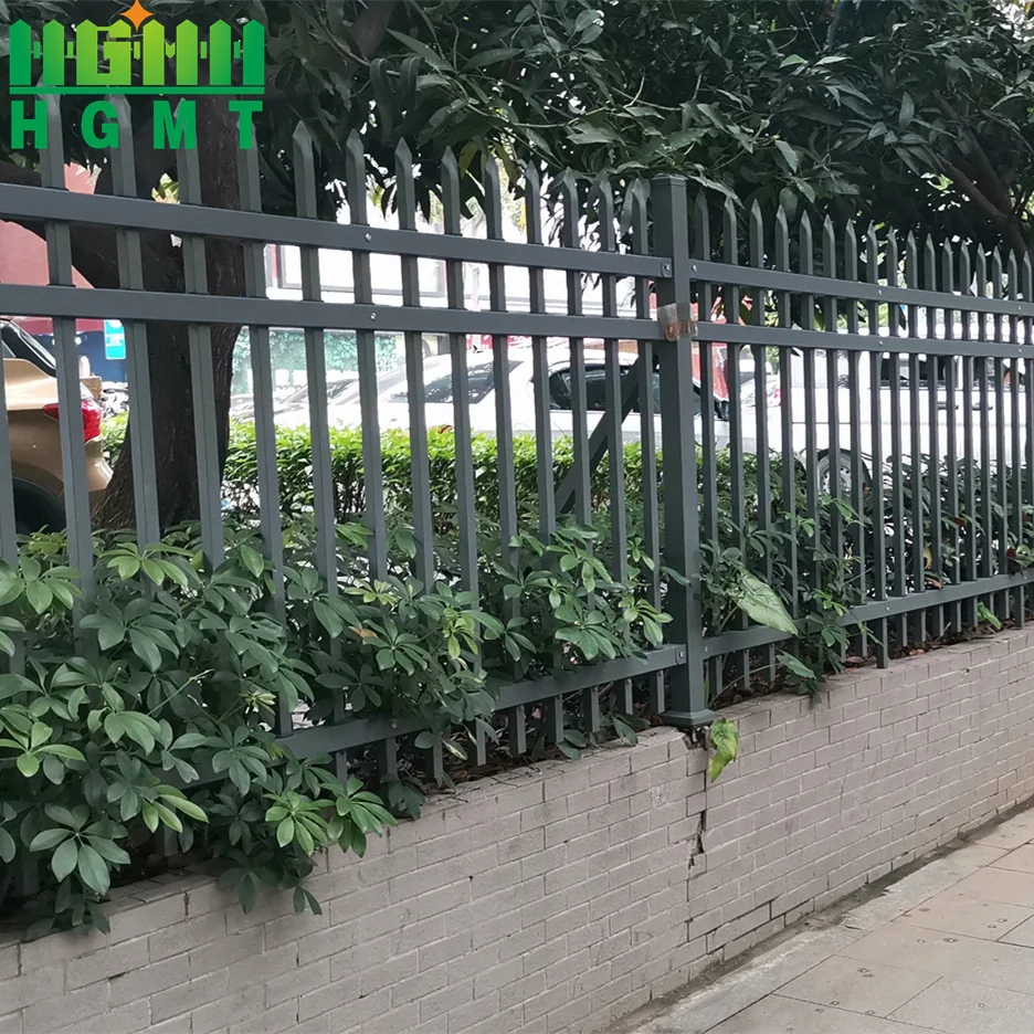 High Quality Black Ornamental Wrought Iron Square Tube Designs Horizontal Flat Top Privacy Tubular Steel Fence