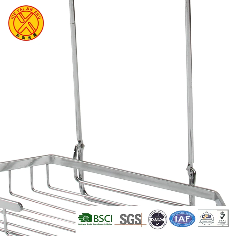 Hot Sale Wall Mounted Stainless Steel Double Layer Bathroom Metal Shelf