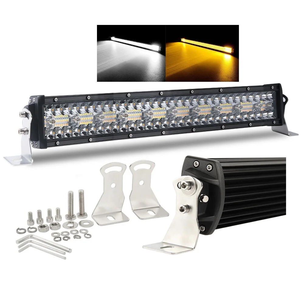 
Driving Lamp Light Bar Offroad Truck Dual Color 8D Tri 3 Row Amber Strobe Led Light Bar  (62241398634)
