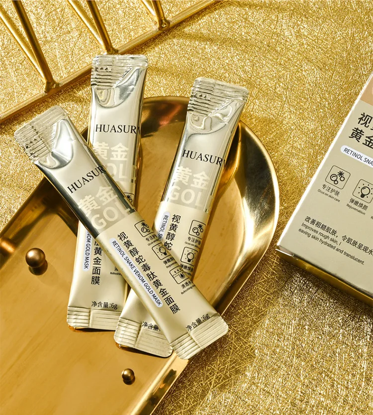Skincare retinol peptide gold face mask sachet venom peel off snakes mask