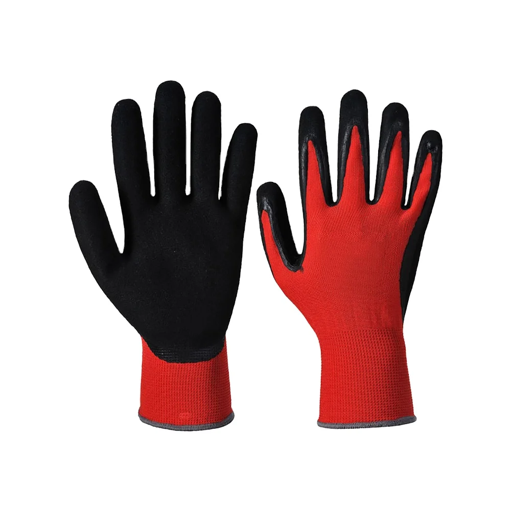 13gauge Black Sandy Nitrile Foam en388 Safety Work Gloves