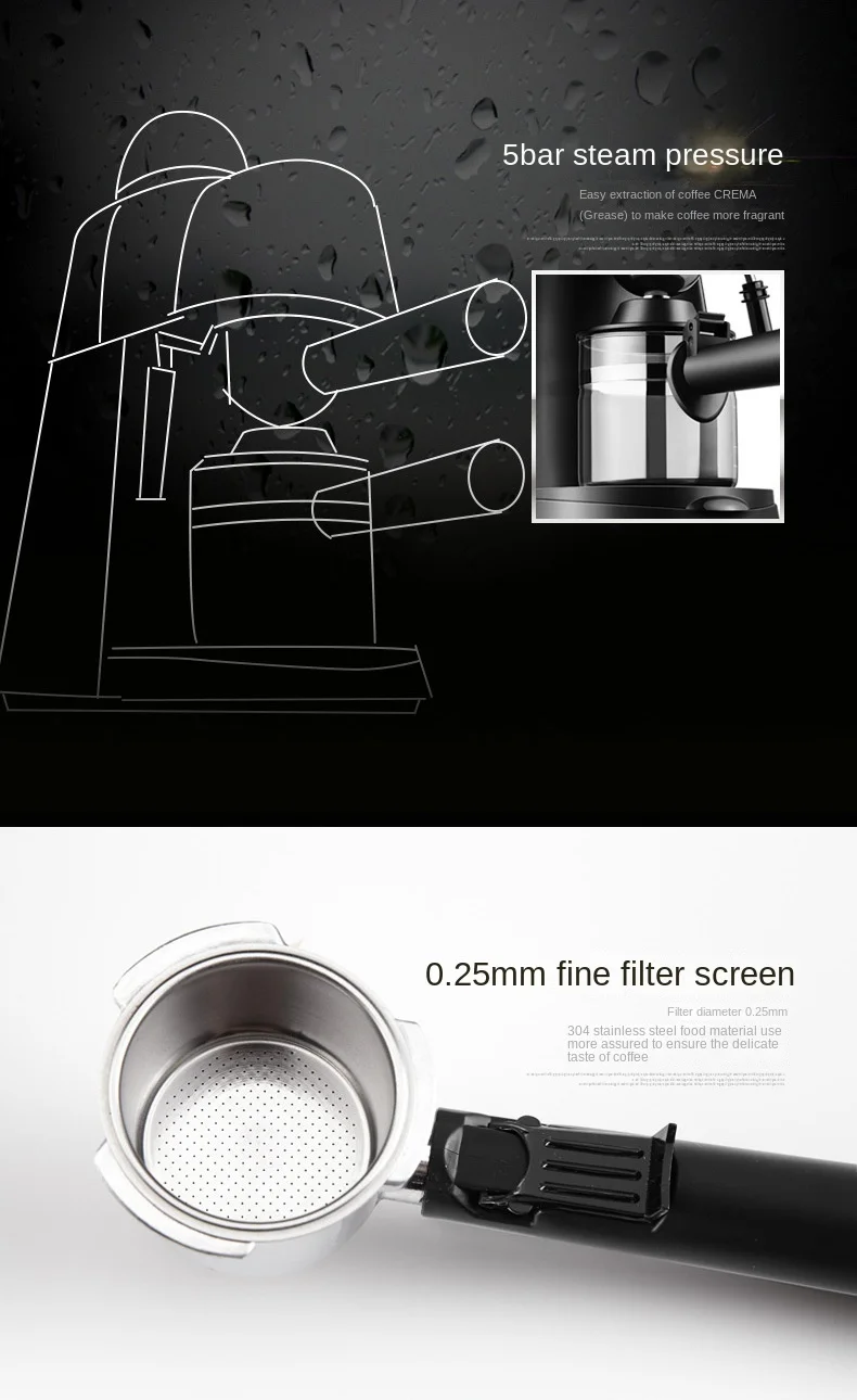 Popular Online 2024 Nice Look Coffee Machine for Home Espresso Machine Steam Milk Froth Small Mini Semi-automatic Coffee Maker