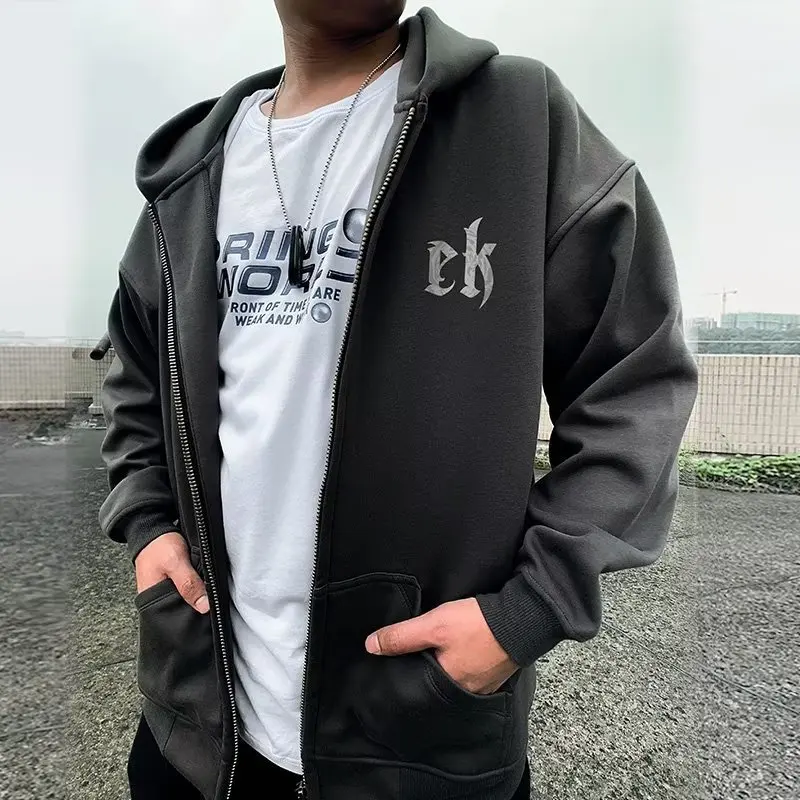 Full Zip Up Hoodie French Terry Heavy 100% Cotton Custom Hoodies With Zipper Black Full Zip Hoodie