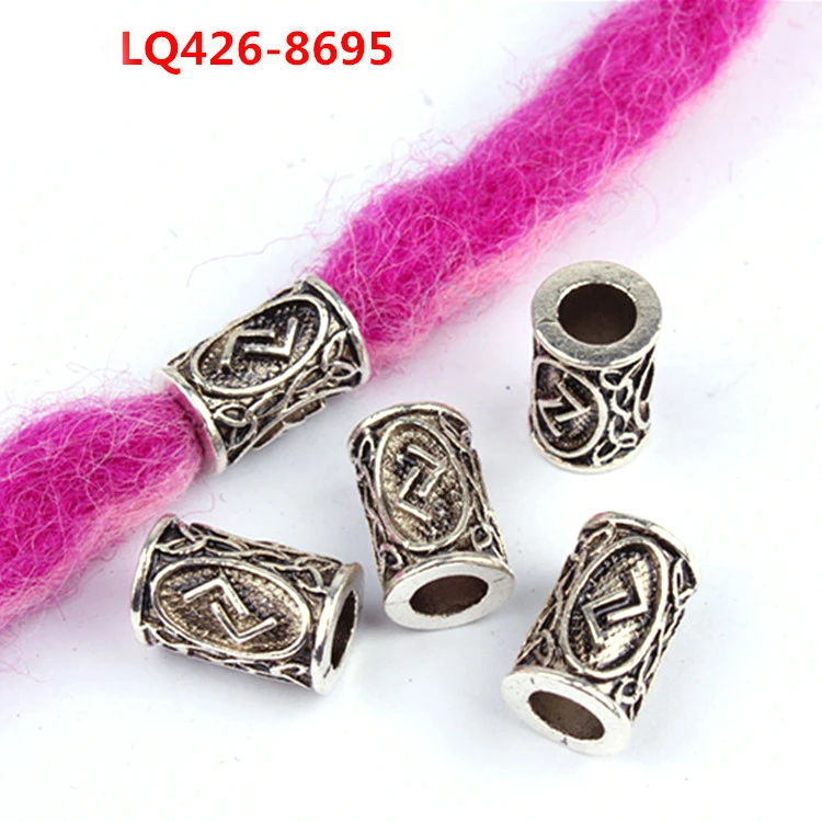 24 A-Z Letter Viking rune Hair Braid Dread Dreadlock beard Beads rings Tubes For men women Hair Accessories