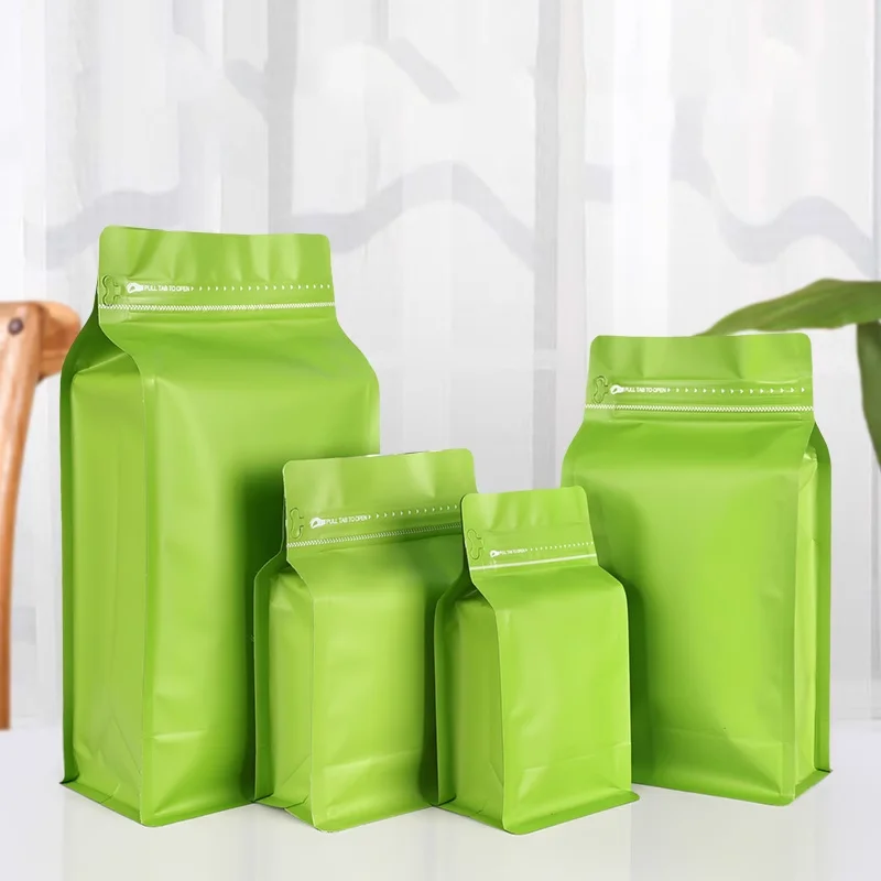 Stand Up Side Gusset Compostable Black Blue Green White Recyclable 250g Zipper Coffee Bean Coffee Bags with Valve and Zipper