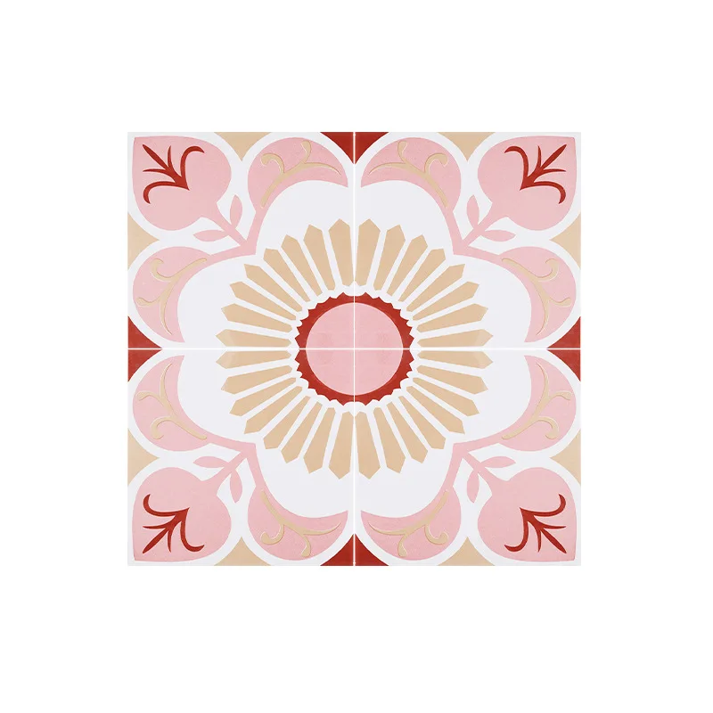 Retro pattern tile kitchen ground pink floor tiles non-slip balcony antique wall tiles