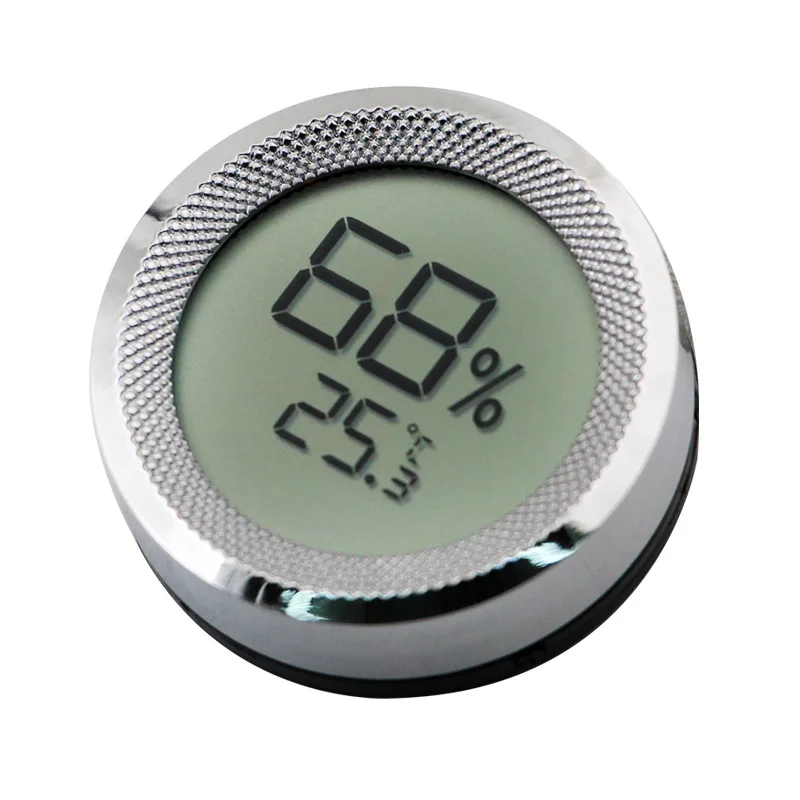 43mm Round Metal Cigar Box Digital Thermometer Hygrometer Mini Portable Cigar Humidor Hygrometer