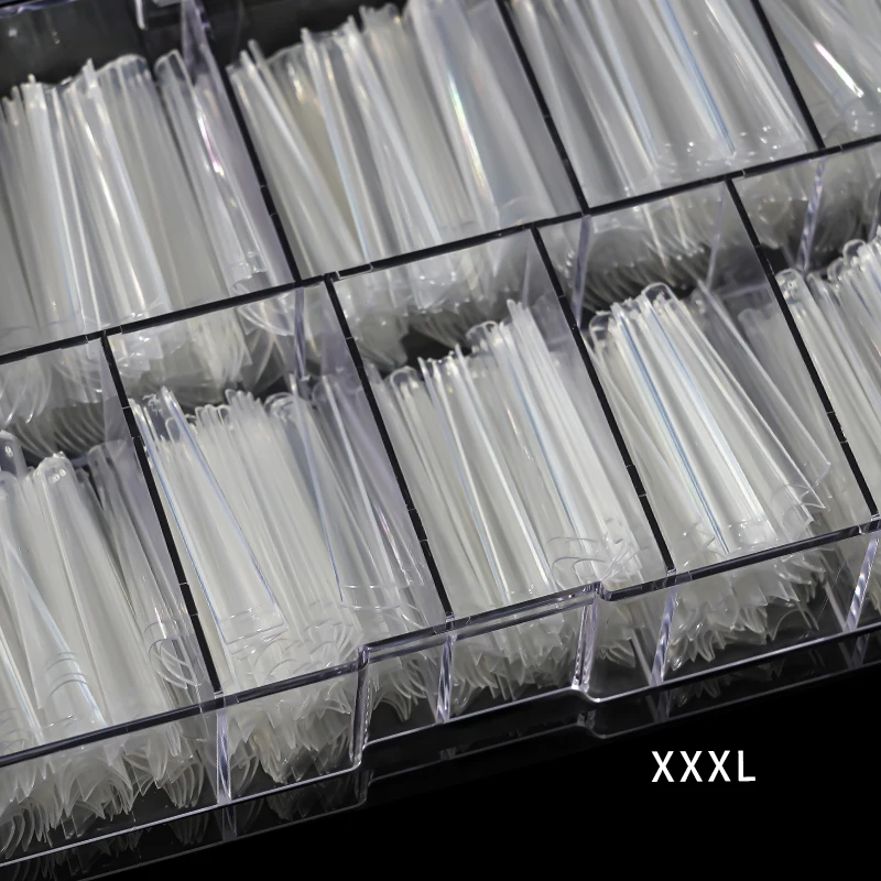 3XL Fake Nail Artificial Press On Long Denim Armor Piece Clear Half Cover False Nail Tip French Manicure Tool 600pcs
