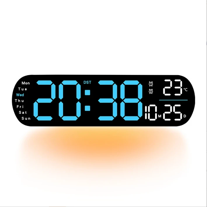 Modern Anniversary Home Decor  Multi-functional  Large LED Brightness Adjustable DST Timer Plastic  LED clock Digital Wall Clock
