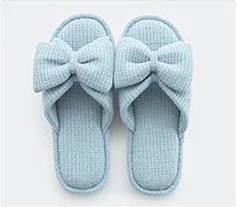 Lovely bowknot fashionable fair lady fan soft and comfortable cotton slippers for four seasons
