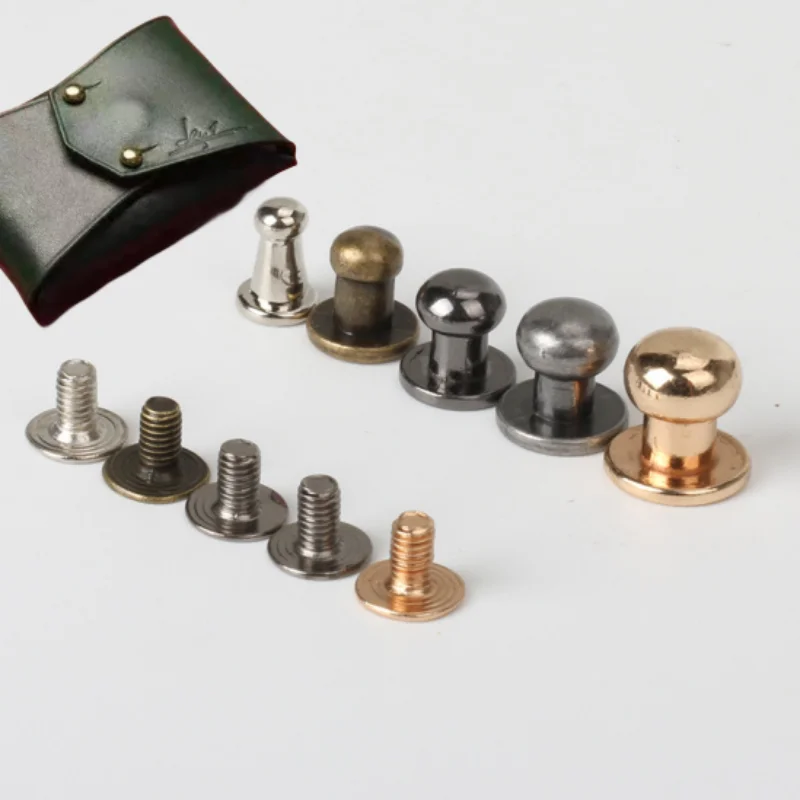 Leather Screw Brass Round Head Screw 4mm 5mm 6mm 7mm 8mm Leather Belt Rivet Spikes