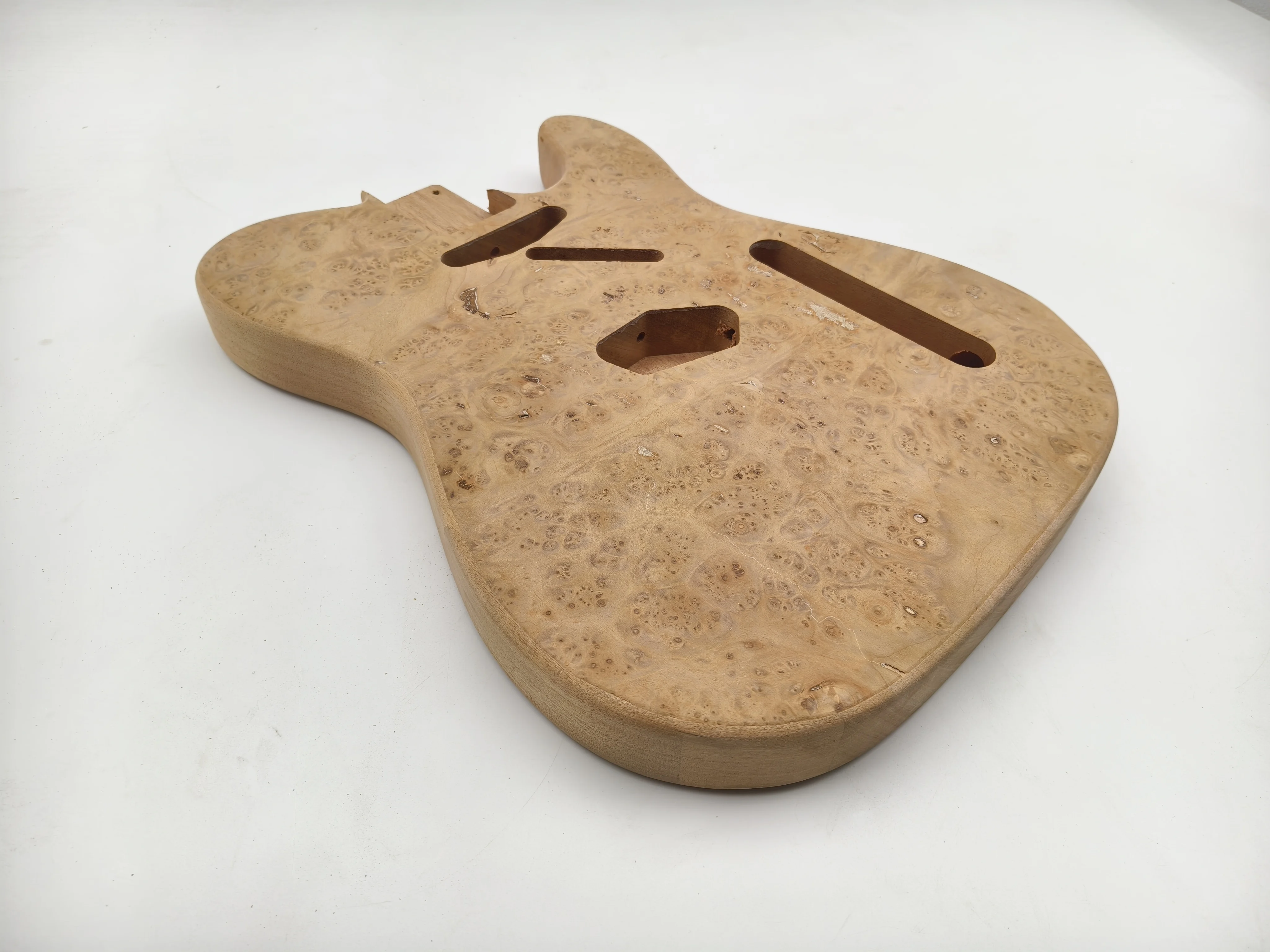 Unfinished Electric Guitar Body with Poplar Burl Veneer for TL Guitar Kits