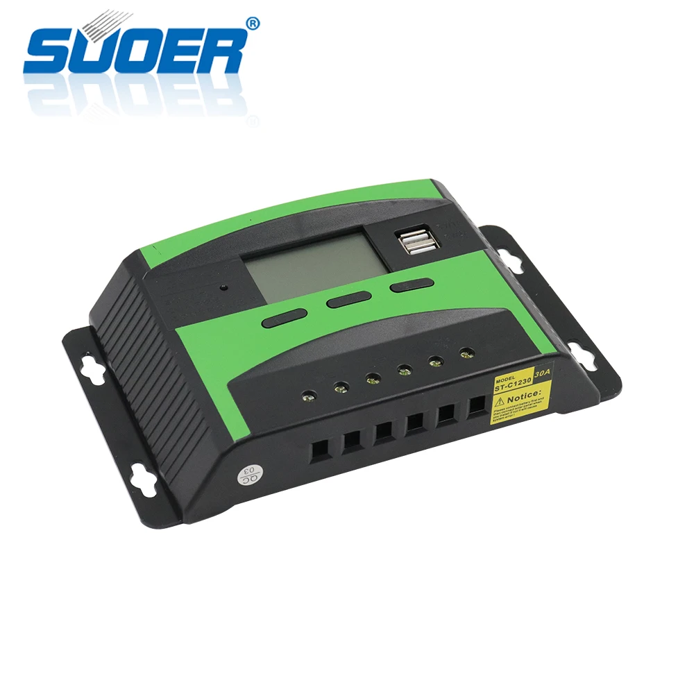 Suoer ST-C1230 12V 24V 30A solar panel PWM Solar Charge Controller