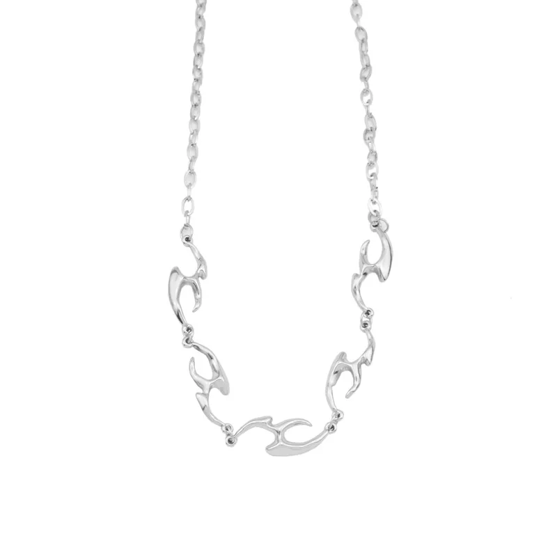 Wholesale Direct Sales Silver Flame Chain 316l Stainless Steel Choker Necklace Lead and Nickel Free Waterproof Necklace Jewelry