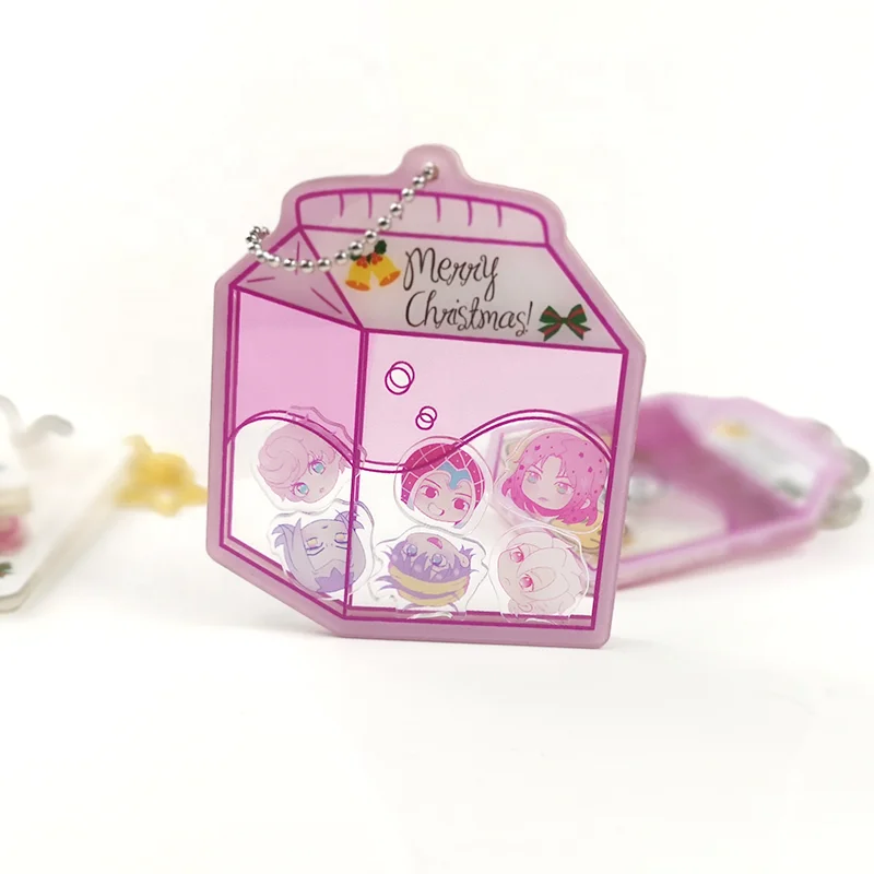 custom Candy Shape shaker acrylic Pendant Keychains keyring, transparent Acrylic Anime Shaker Charms Promotional Gift Plastic