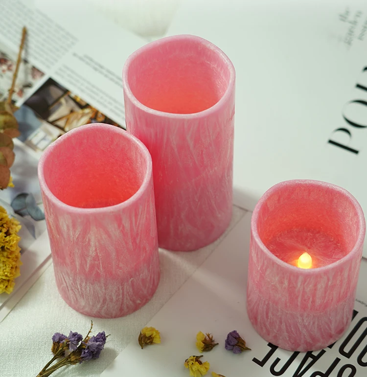 Real Flame Effect Smooth Wax Led Battery Candles Rechargeable Led Flameless Flickering Crystalline Wax Candles