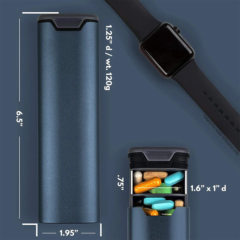 Pill storage cases aluminium food grade material pill box 7 days pill organizer