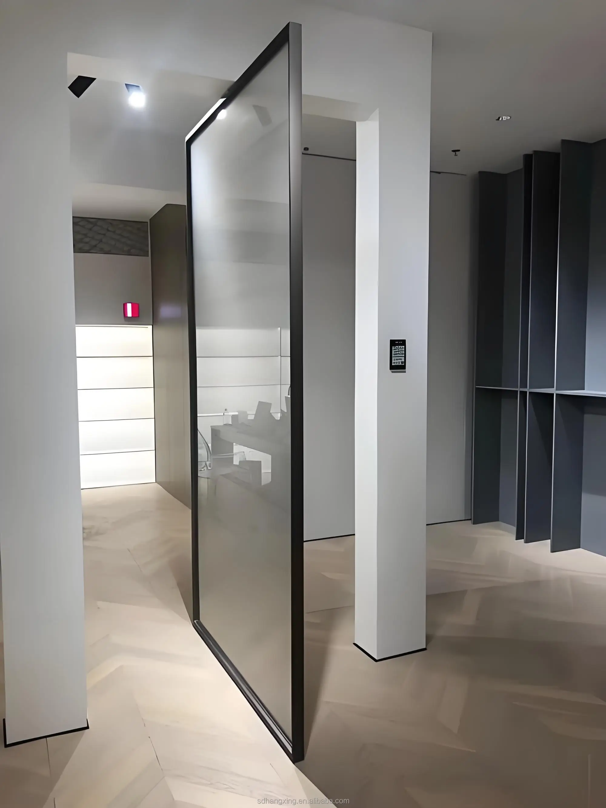 Exterior Door Pivot Front Main Entrance Entry Door Steel and Stainless Steel with Glass Decoration for House Elegant Customized