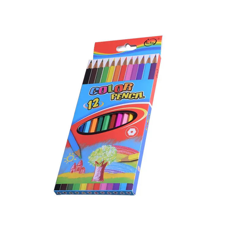 Pencil Set Wooden Color Lead Customizable 17.5cm Spot Wholesale 12 Color Customized Logo Wood 1-4c Printing Multiple Colour 5pcs