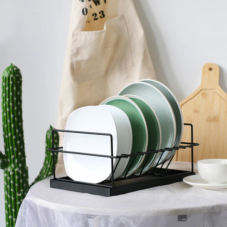 new product 2024 Black iron wire dish rack kitchen storage