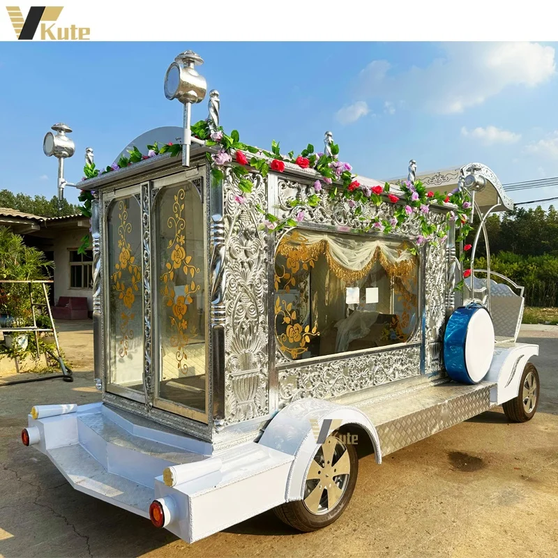 New Style Beautiful Special Funeral Trailer Coffin Hearse Wagon Luxury American Hearse Buggy for Exequies