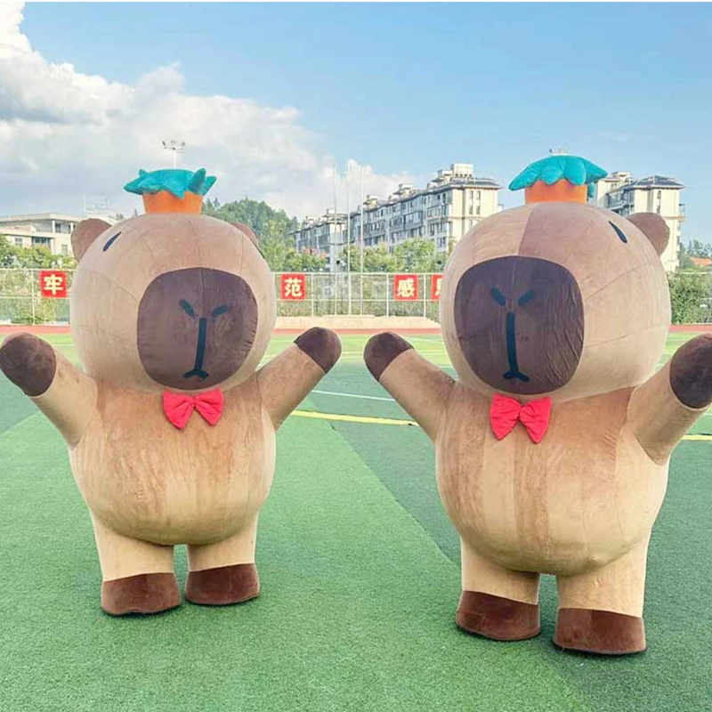 Hot Sale Inflatable Kapibala Capybara Plush Furry Mascot Costume Brown Fursuit Mascotte Animal Wearable Walking 2m Suit