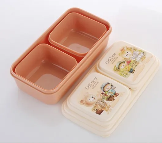 Eco-Friendly custom oem BPA Free lovely plastic lunch box with cute CMYK printing For School kids