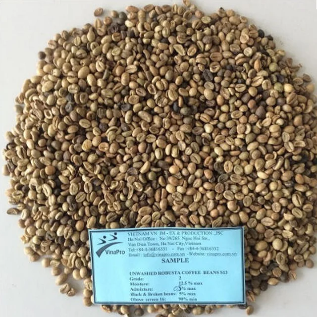 Немытые кофейные зерна ROBUSTA класса 1 S18 & S16; Класс 2 S13