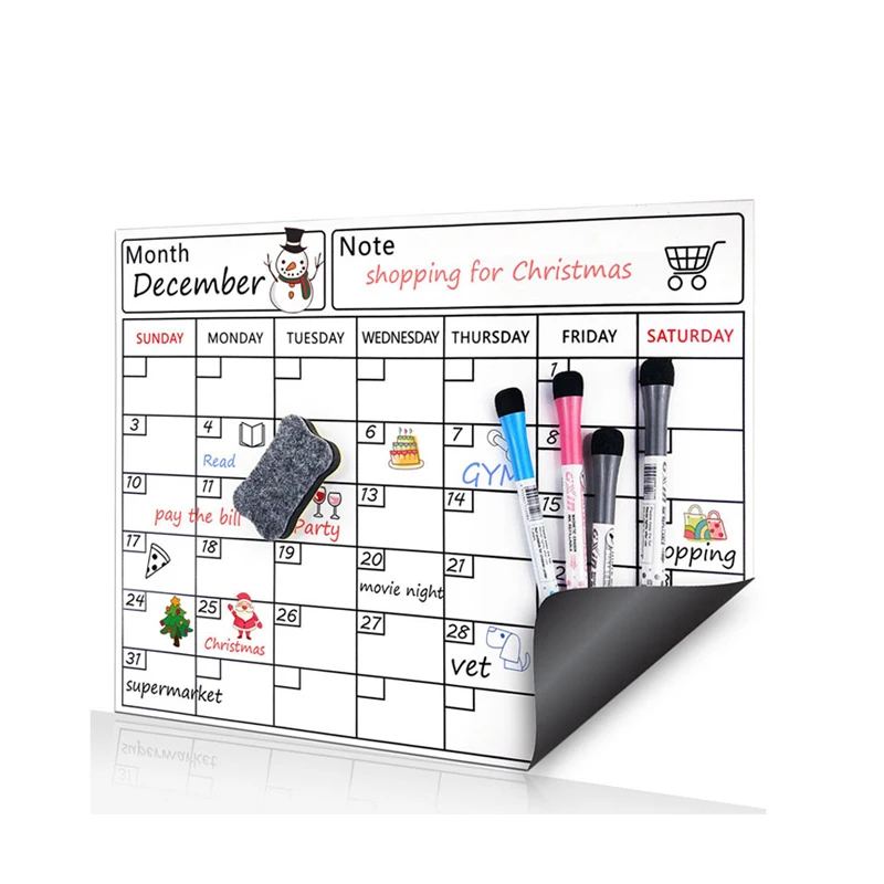 New Design Flexible Fridg Magnet Magnetic Whiteboard Sheet Weekly Planner
