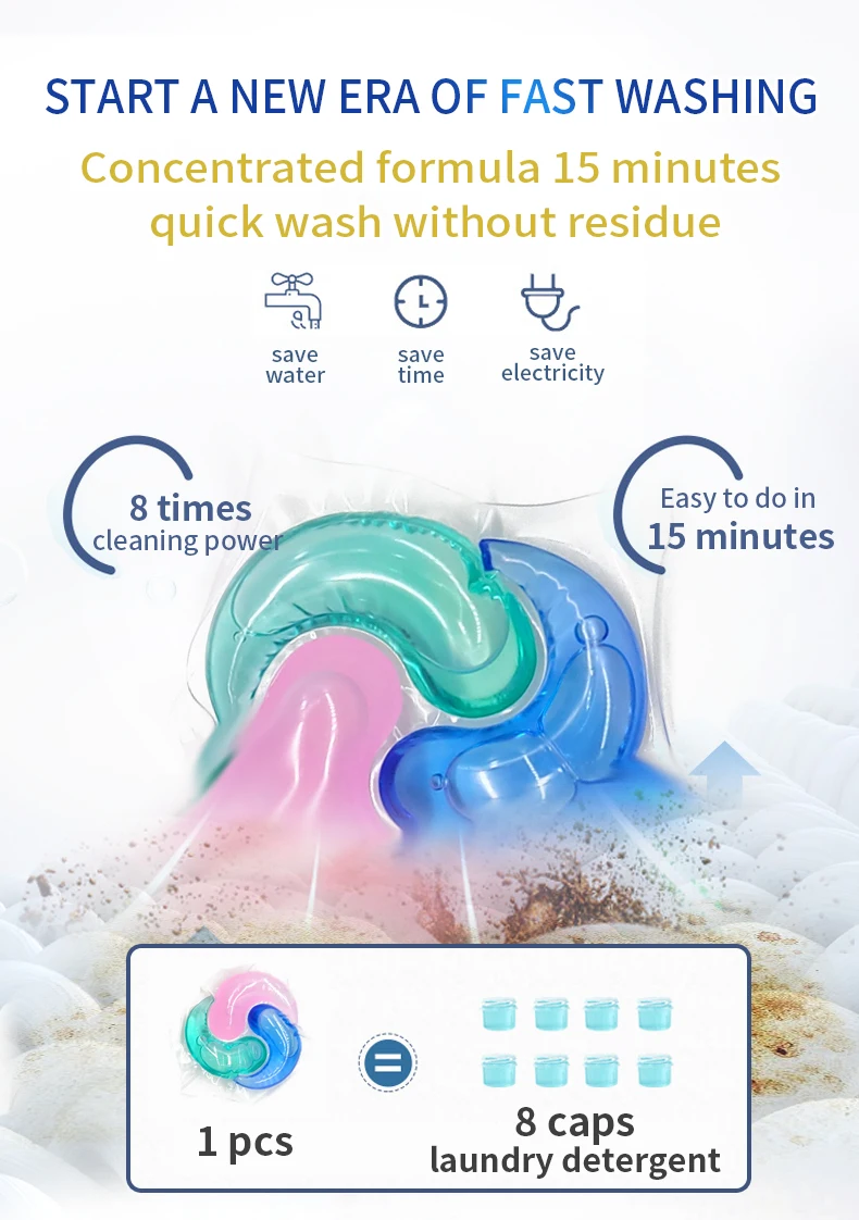 3 in 1 Detergente Stain Removal Laundry Detergent Capsules Washing Powder Laundry Scented Beads For Washing Clothes