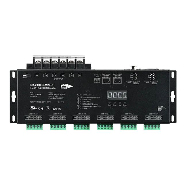 Flicker free 24 channel  DMX&RDM decoder SR-2108B-M24-5