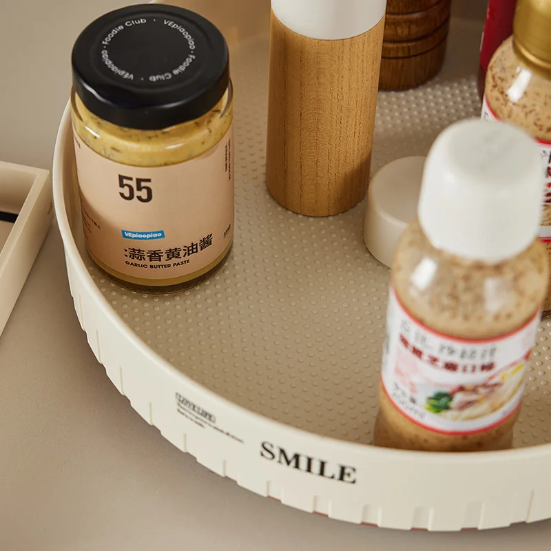 Multifunction Table Seasoning Bottle Organizer Rotating Perfume Bottle Storage Box Kitchen Countertop Plastic Spice Rack