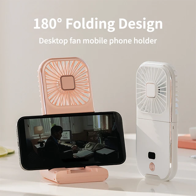 Desktop Mobile Phone Holder Electric Fans Handheld Rechargeable Portable Fan Power Bank Mini Electric Fan