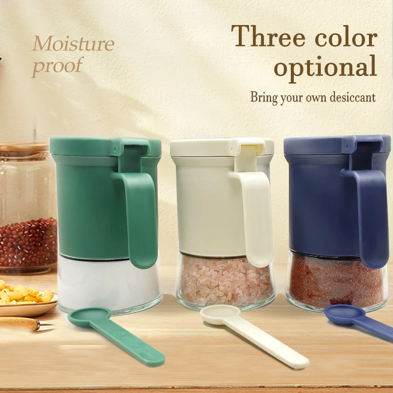 Kitchen Tools kitchen seasoning tank 350ml kitchen slat Spice Jar Shaker bottle Glass With measuring Spoon