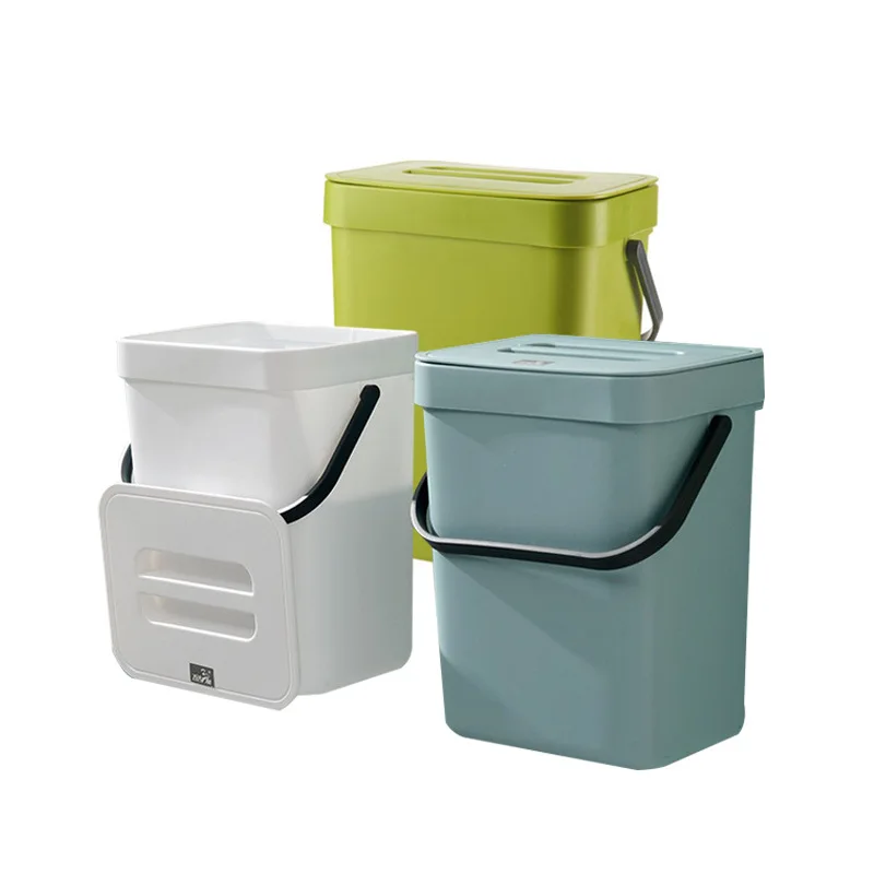 Simple no-punch kitchen cabinet hanging wastebasket large household with lid wall wall mounted bathroom waste basket