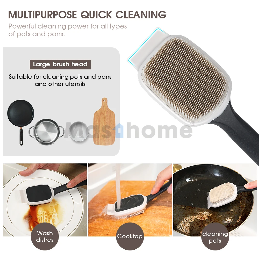 Masthome Scraper Design Dishwashing Kitchen Cleaning Brushes Silicone Scrub Dish Brush