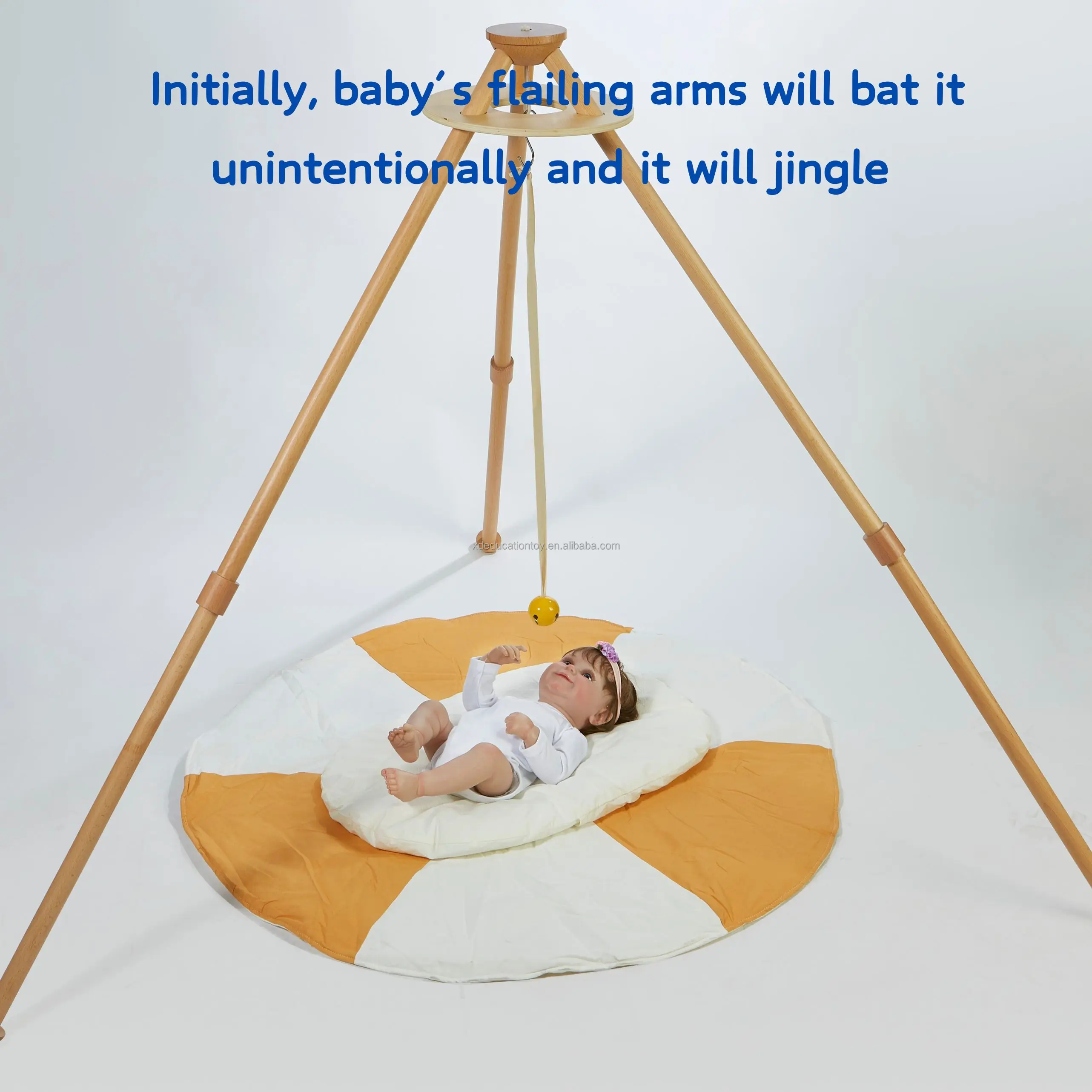 Montessori-Inspired round Metal Sensory Mobile Educational Baby Mobiles with Musical Bell & Ribbon Inspired Musical Toy Set